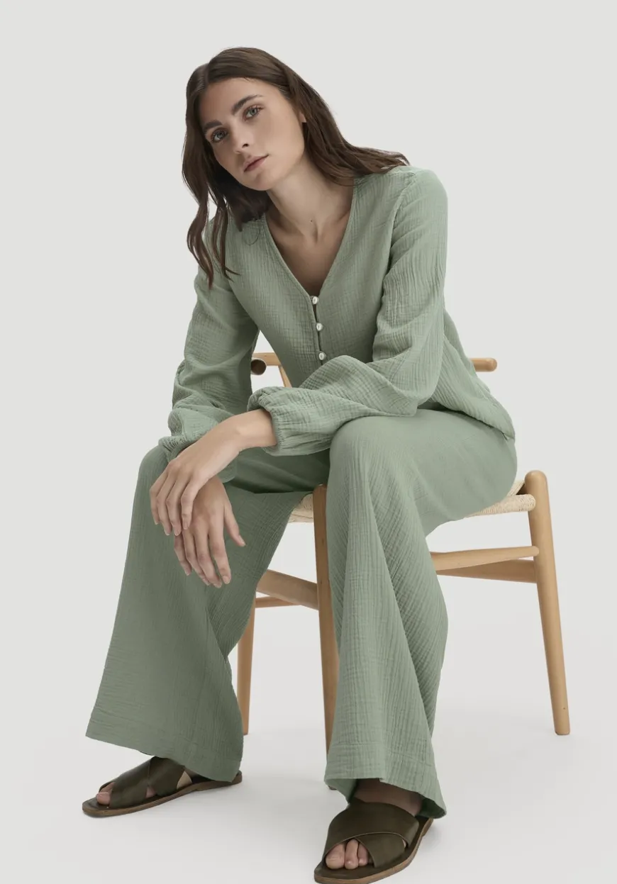 hessnatur Gewebe Hose Wide Leg aus reiner Bio-Baumwolle von|Damen Hosen & Shorts