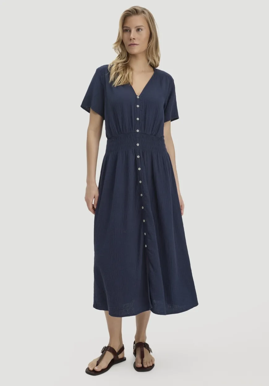 hessnatur Gewebe Kleid mit Taillierung Midi aus reiner Bio-Baumwolle von|Damen Kleider & Röcke