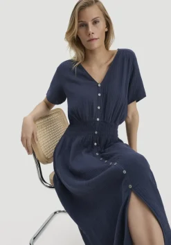 hessnatur Gewebe Kleid mit Taillierung Midi aus reiner Bio-Baumwolle von|Damen Kleider & Röcke