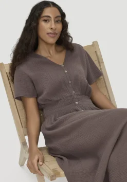 hessnatur Gewebe Kleid mit Taillierung Midi aus reiner Bio-Baumwolle von|Damen Kleider & Röcke