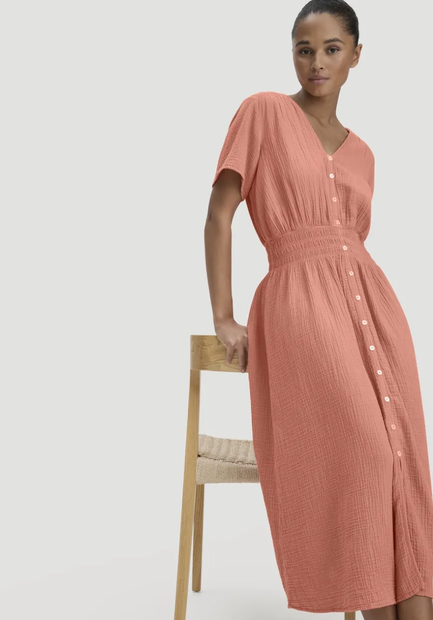 hessnatur Gewebe Kleid mit Taillierung Midi aus reiner Bio-Baumwolle von|Damen Kleider & Röcke