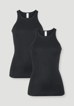 hessnatur High-Neck Tanktop im 2er-Pack PURE COTTON aus reiner Bio-Baumwolle von|Damen Unterhemden|Unterhemden