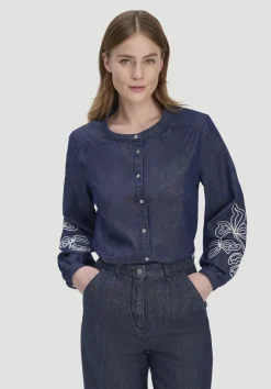 hessnatur Jeans Bluse Embroidery Relaxed aus reiner Bio-Baumwolle von|Damen Blusen