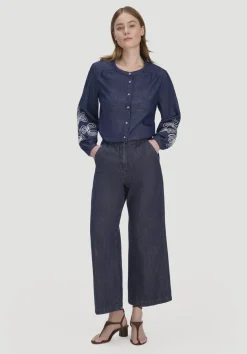 hessnatur Jeans Bluse Embroidery Relaxed aus reiner Bio-Baumwolle von|Damen Blusen