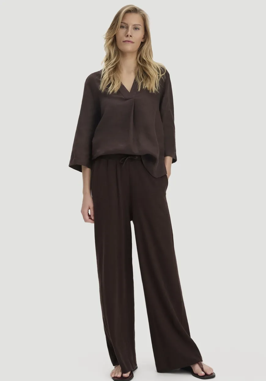 hessnatur Jersey Hose Wide Leg Relaxed aus Leinen und Bio-Baumwolle von|Damen Hosen & Shorts