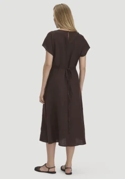 hessnatur Kleid mit Wickeloptik Midi aus reinem Leinen von|Damen Kleider & Röcke