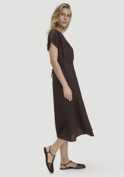 hessnatur Kleid mit Wickeloptik Midi aus reinem Leinen von|Damen Kleider & Röcke