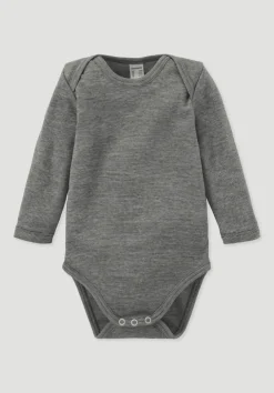 hessnatur Langarm Body aus Bio-Baumwolle mit Bio-Merinowolle und Seide von| Bodys|Baby-Bodys