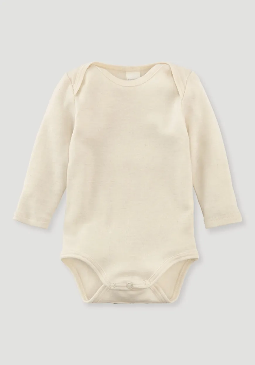 hessnatur Langarm Body aus Bio-Baumwolle mit Bio-Merinowolle und Seide von| Bodys|Baby-Bodys