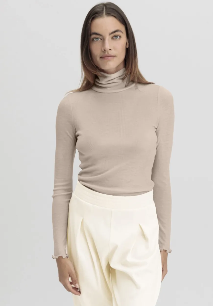 hessnatur Longsleeve mit Rollkragen WARM TOUCH aus Bio-Merinowolle und TENCEL™ Lyocell von|Damen Unterhemden|Unterhemden