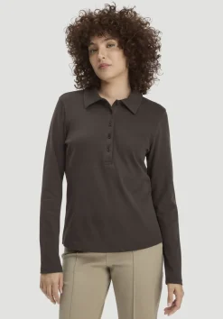 hessnatur Longsleeve Polo Slim aus reiner Bio-Baumwolle von|Damen Shirts & Tops