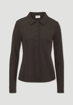 hessnatur Longsleeve Polo Slim aus reiner Bio-Baumwolle von|Damen Shirts & Tops