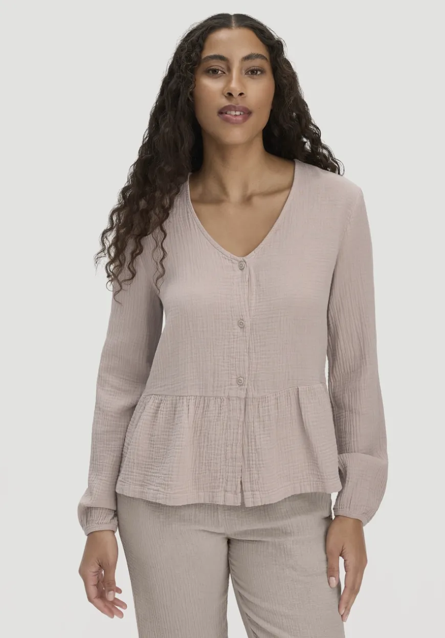 hessnatur Musselin Pyjamabluse PURE COMFORT aus reiner Bio-Baumwolle von|Damen Nachtwäsche|Nachtwäsche