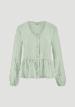hessnatur Musselin Pyjamabluse PURE COMFORT aus reiner Bio-Baumwolle von|Damen Nachtwäsche|Nachtwäsche