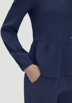 hessnatur Musselin Pyjamabluse PURE COMFORT aus reiner Bio-Baumwolle von|Damen Nachtwäsche|Nachtwäsche