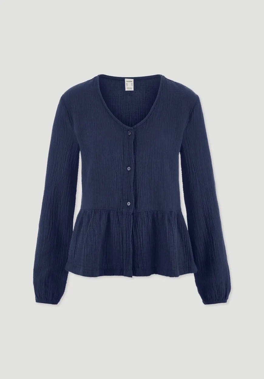 hessnatur Musselin Pyjamabluse PURE COMFORT aus reiner Bio-Baumwolle von|Damen Nachtwäsche|Nachtwäsche