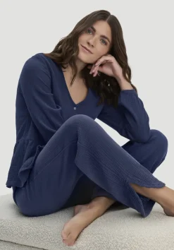 hessnatur Musselin Schlafhose Regular PURE COMFORT aus reiner Bio-Baumwolle von|Damen Nachtwäsche|Nachtwäsche