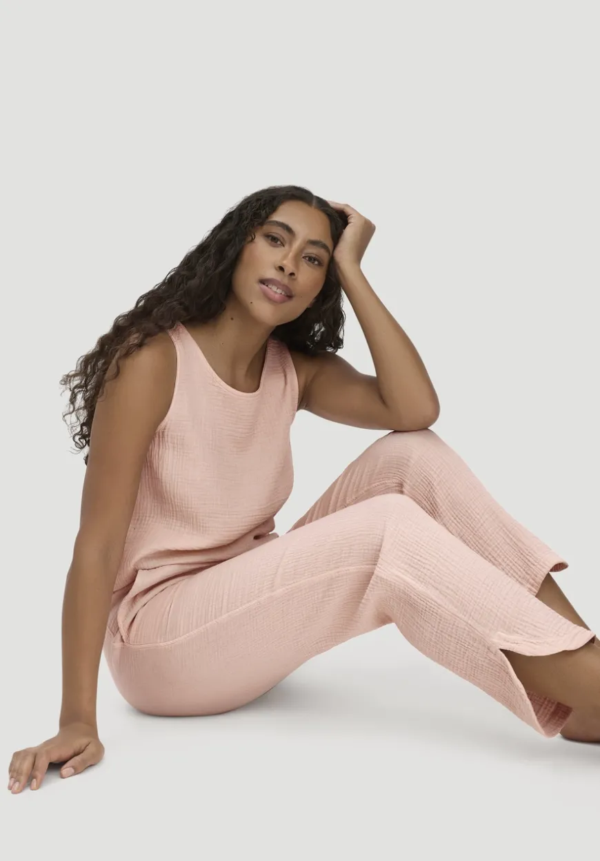 hessnatur Musselin Schlafhose Regular PURE COMFORT aus reiner Bio-Baumwolle von|Damen Nachtwäsche|Nachtwäsche