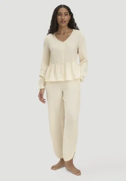 hessnatur Musselin Schlafhose Regular PURE COMFORT aus reiner Bio-Baumwolle von|Damen Nachtwäsche|Nachtwäsche