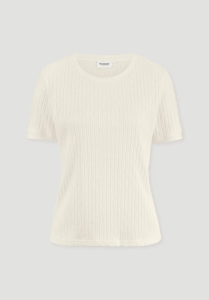 hessnatur Pointelle T-Shirt Regular aus reiner Bio-Baumwolle von|Damen Shirts & Tops