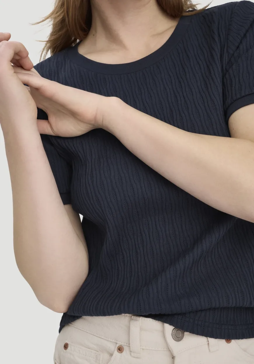 hessnatur Pointelle T-Shirt Regular aus reiner Bio-Baumwolle von|Damen Shirts & Tops