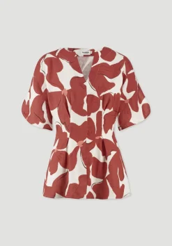 hessnatur Print Bluse Relaxed aus reinem Leinen von|Damen Blusen