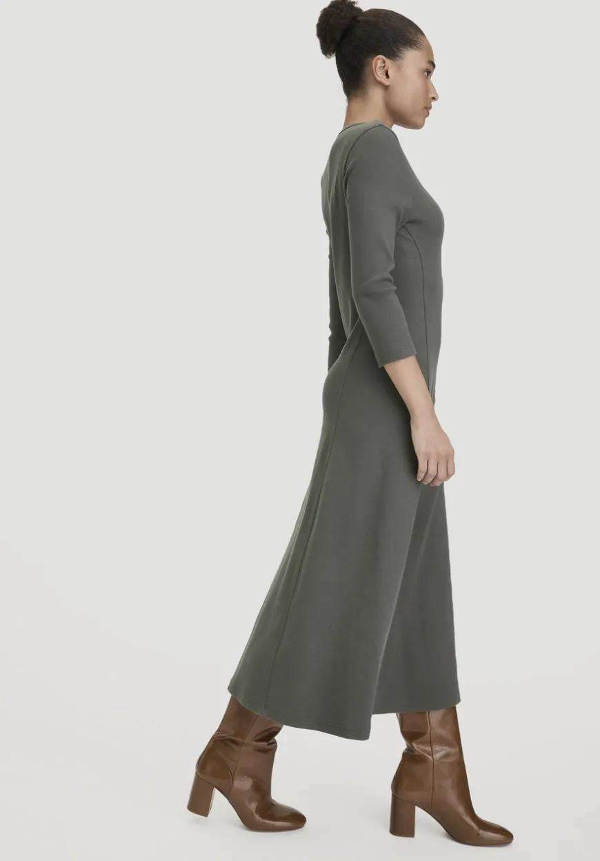 hessnatur Rib Kleid Midi Slim aus Bio-Baumwolle von|Damen Kleider & Röcke
