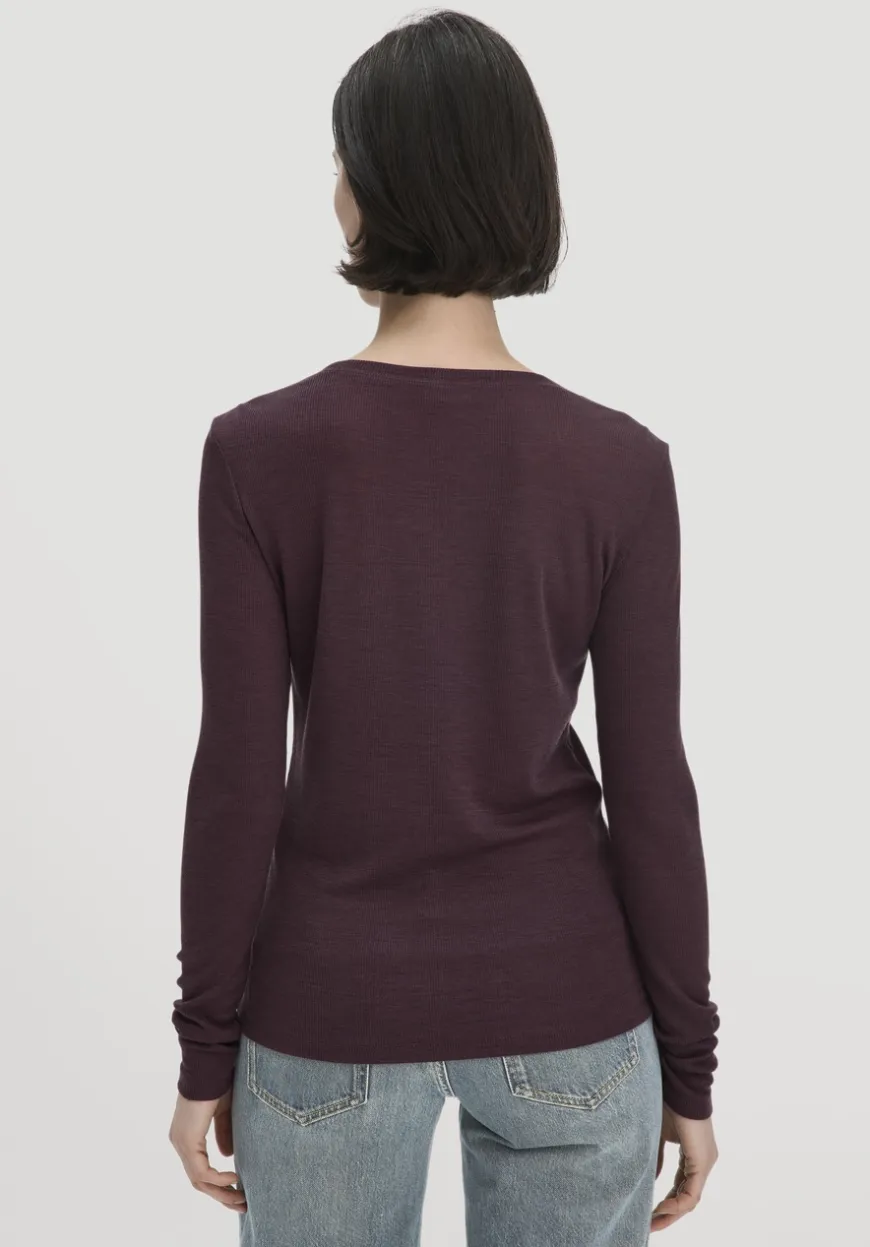 hessnatur Rib Shirt Slim aus Bio-Merinowolle und TENCEL™ Lyocell von|Damen Shirts & Tops