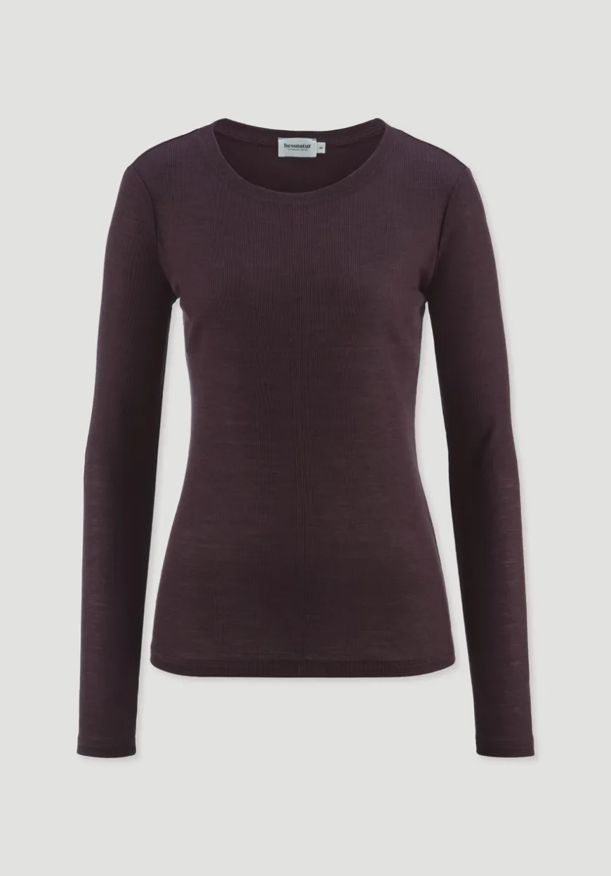 hessnatur Rib Shirt Slim aus Bio-Merinowolle und TENCEL™ Lyocell von|Damen Shirts & Tops