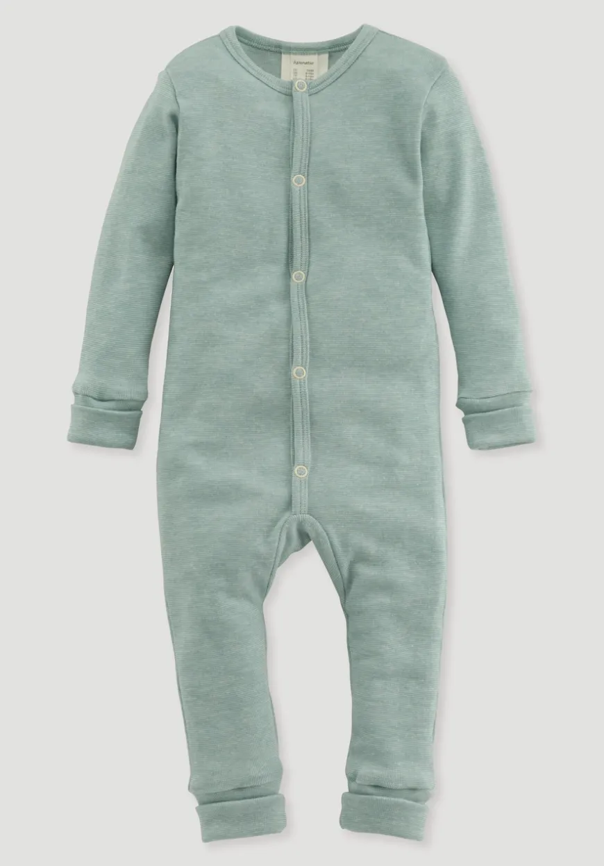 hessnatur Schlafoverall aus Bio-Baumwolle mit Bio-Merinowolle und Seide von| Pyjamas & Schlafoveralls|Baby Nachtwäsche