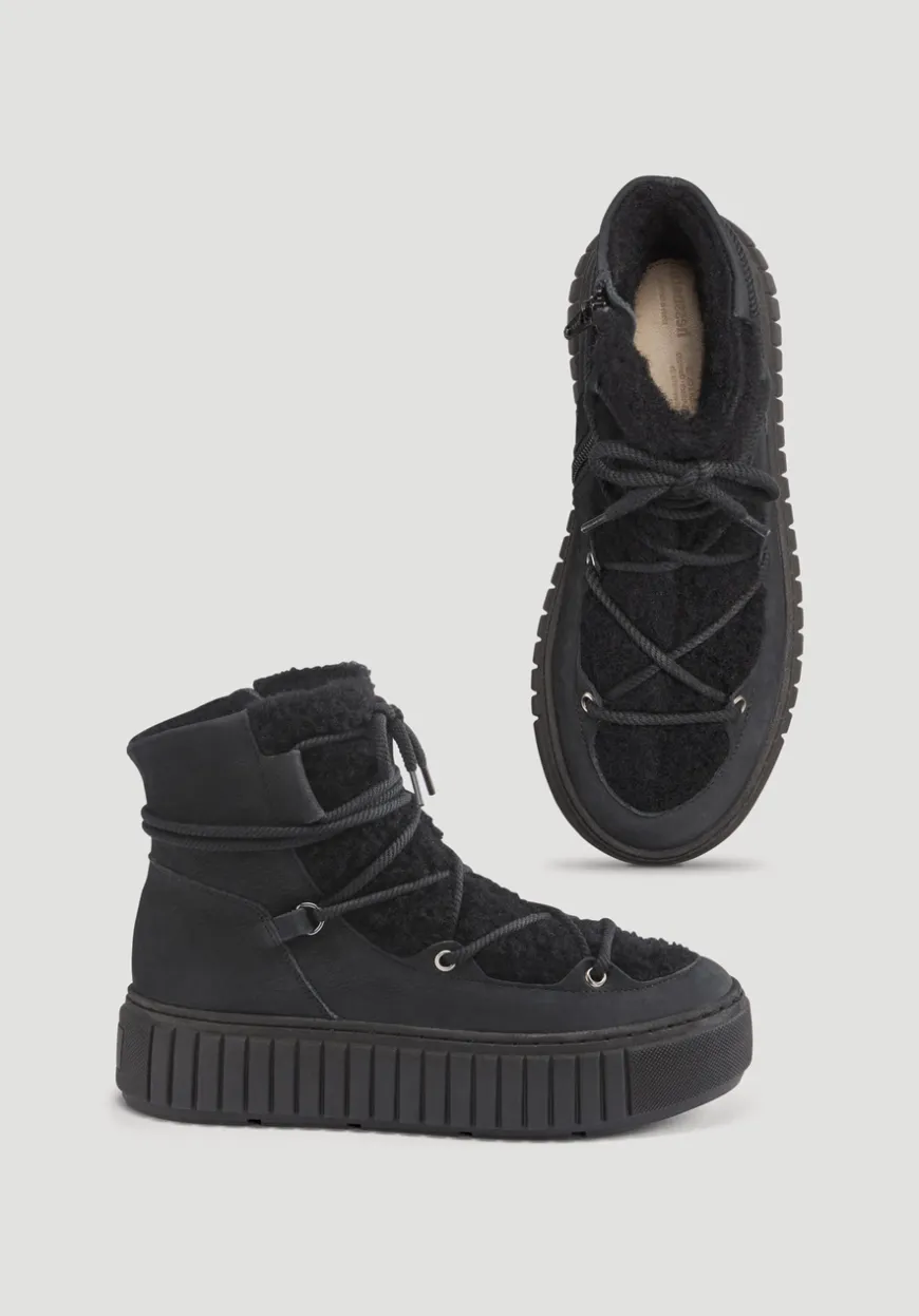 hessnatur Schnürboots Teddy aus chromfrei gegerbtem Nubuk-Leder von|Damen Schuhe