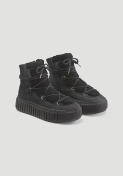 hessnatur Schnürboots Teddy aus chromfrei gegerbtem Nubuk-Leder von|Damen Schuhe