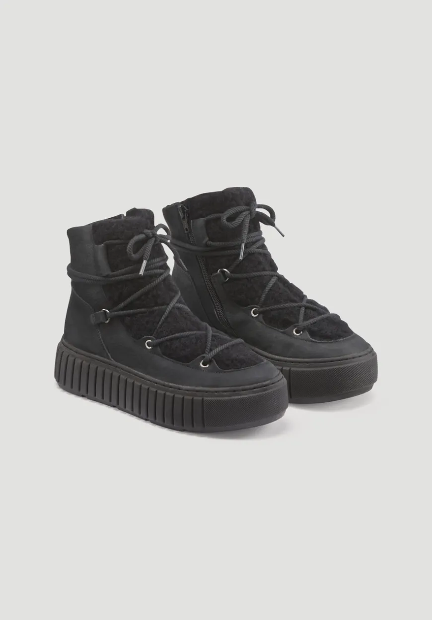 hessnatur Schnürboots Teddy aus chromfrei gegerbtem Nubuk-Leder von|Damen Schuhe