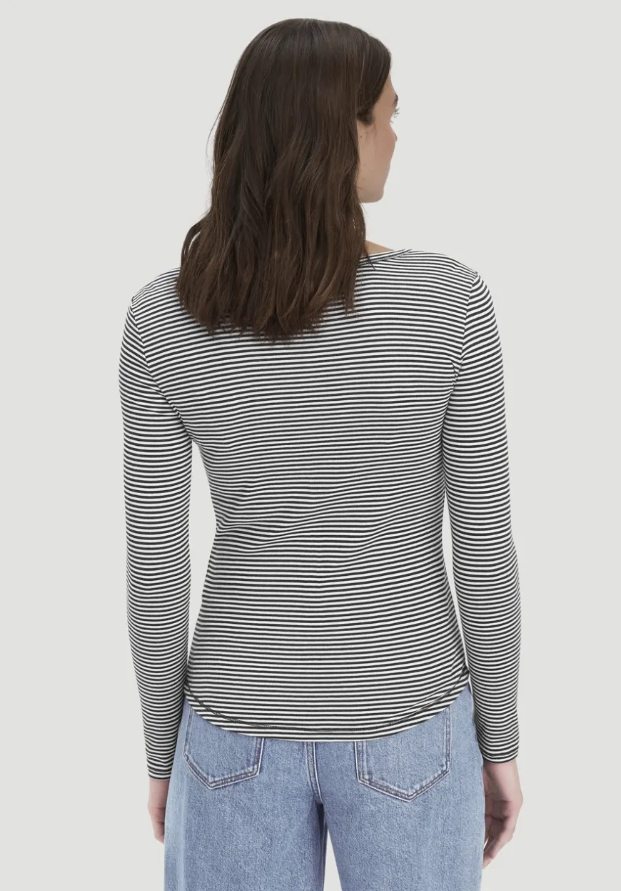 hessnatur Softrib Longsleeve Streifen Henley Fitted aus Bio-Baumwolle und TENCEL™ Modal von|Damen Shirts & Tops