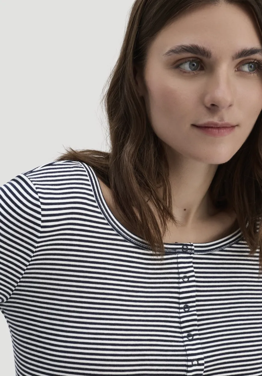 hessnatur Softrib Longsleeve Streifen Henley Fitted aus Bio-Baumwolle und TENCEL™ Modal von|Damen Shirts & Tops