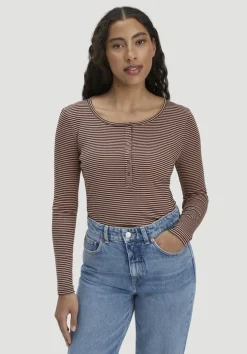 hessnatur Softrib Longsleeve Streifen Henley Fitted aus Bio-Baumwolle und TENCEL™ Modal von|Damen Shirts & Tops