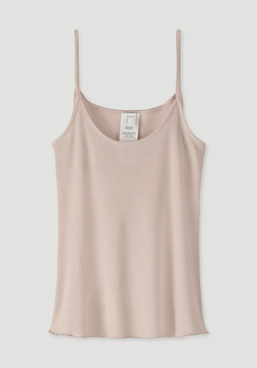 hessnatur Spaghetti Top Fitted WARM TOUCH aus Bio-Merinowolle und TENCEL™ Lyocell von|Damen Merino-Funktionswäsche|Merino-Funktionswäsche