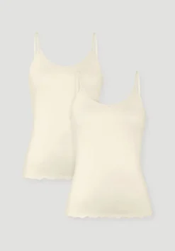 hessnatur Spaghetti Top V-Neck im 2er-Pack PURE COTTON aus reiner Bio-Baumwolle von|Damen Unterhemden|Unterhemden