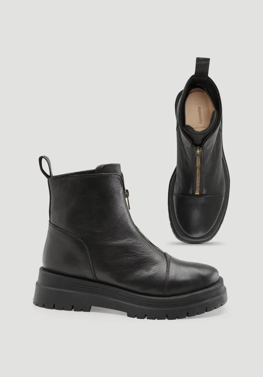 hessnatur Stiefelette mit Zipper aus chromfrei gegerbtem Leder von|Damen Schuhe