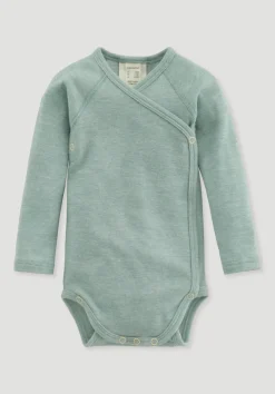 hessnatur Wickelbody aus Bio-Baumwolle mit Bio-Merinowolle und Seide von| Bodys|Baby-Bodys