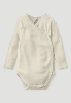 hessnatur Wickelbody Langarm aus Bio-Merinowolle mit Seide von| Bodys|Baby-Bodys