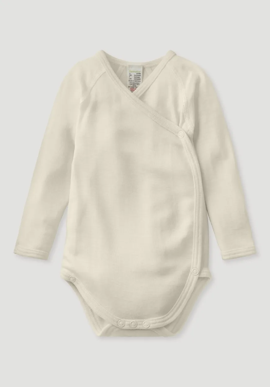 hessnatur Wickelbody Langarm aus Bio-Merinowolle mit Seide von| Bodys|Baby-Bodys