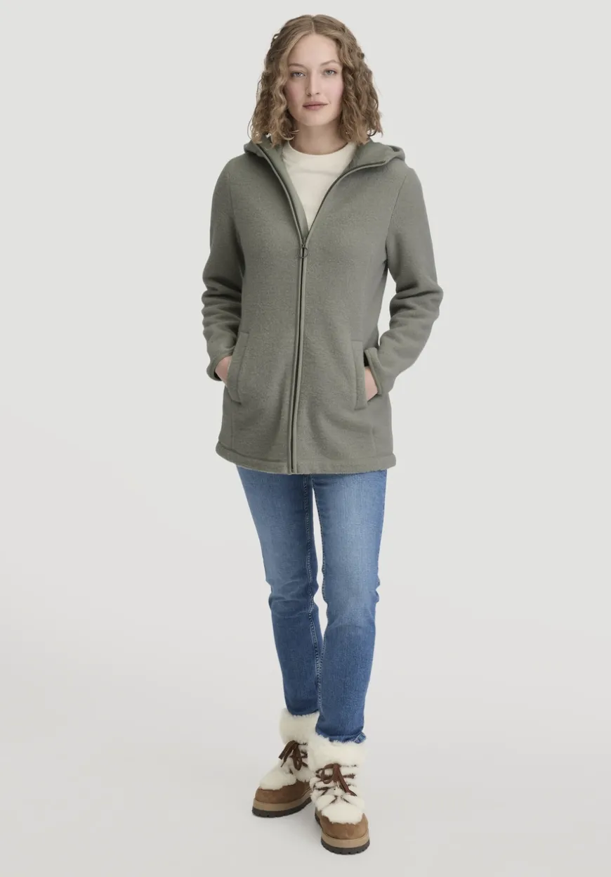 hessnatur Wollfleece Kapuzen-Jacke Regular aus Bio-Merinowolle und Bio-Baumwolle von|Damen Jacken & Mäntel|Fleece